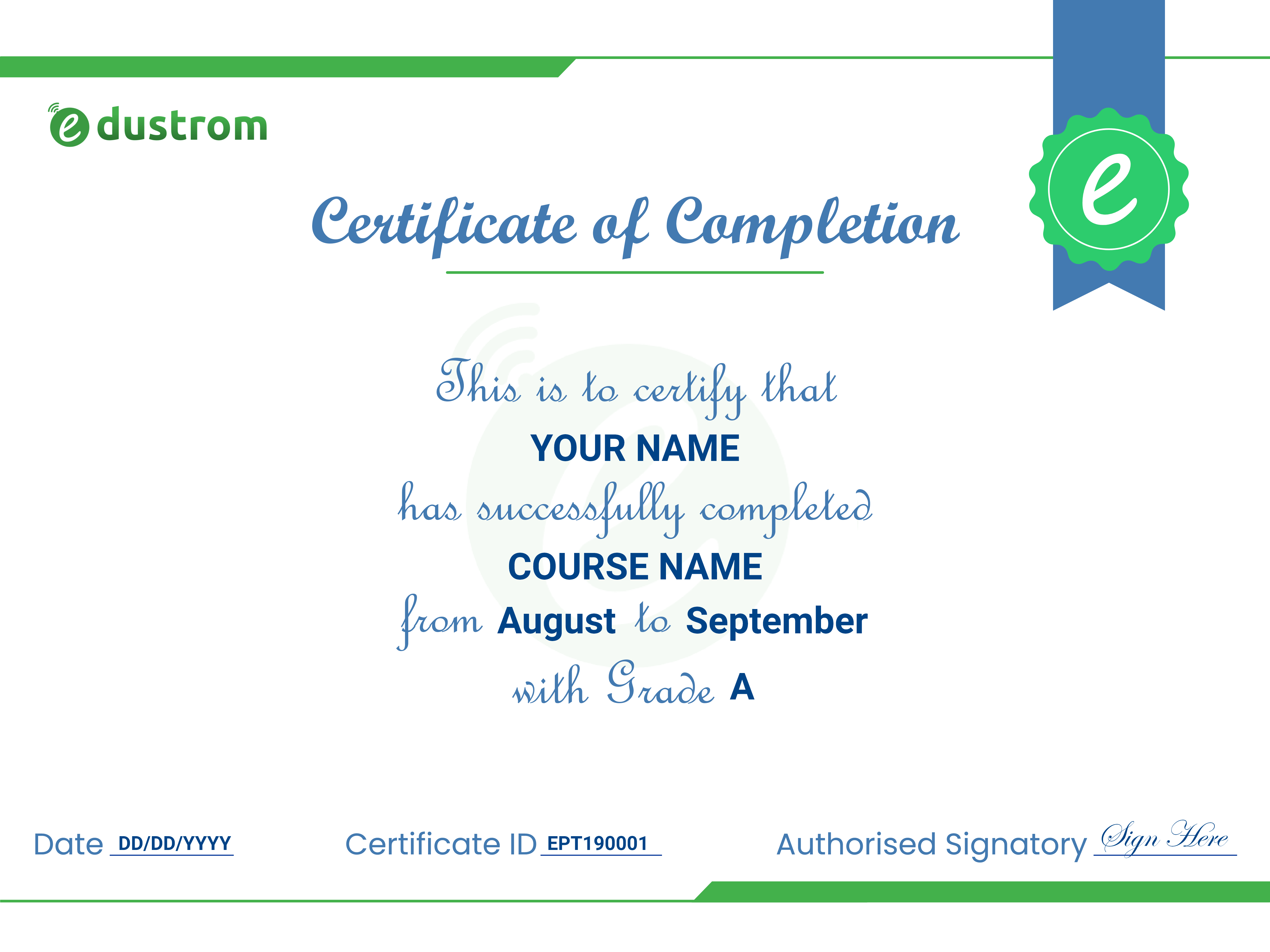 Edustrom Certificate